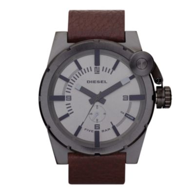 Diesel Gunmetal & Brown Strap Watch - Product number 9303685