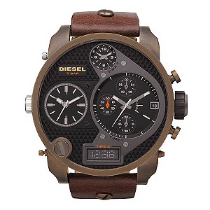 Diesel Men's Brown Strap Oversized Watch