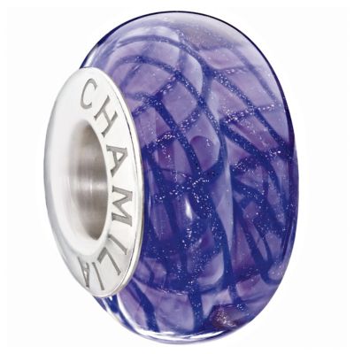 Chamilia purple glass glitter stripe bead - Product number 9305653