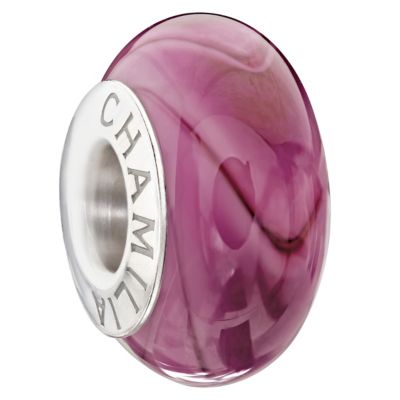 Chamilia dark pink mix glass stripe bead - Product number 9305734
