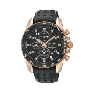 Seiko men's black strap chronograph watch - Product number 9308334