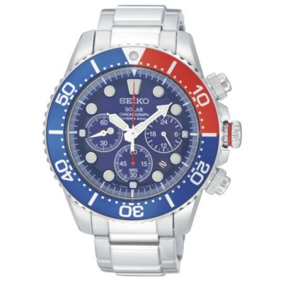 Seiko men's stainless steel blue dial chronograph watch - Product number 9308377