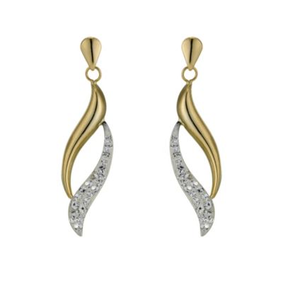 Silver and 9ct Yellow Gold Crystal Flame Earrings