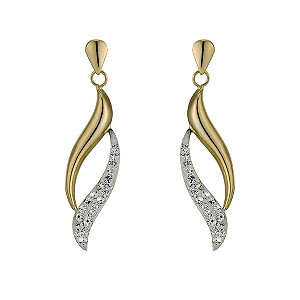 Silver & 9ct Yellow Gold Crystal Flame Earrings