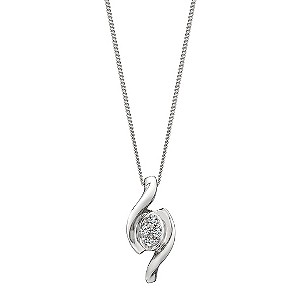 9ct White Gold Diamond Swirl Pendant