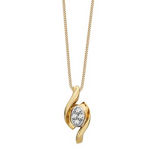 9ct Gold Diamond Swirl Pendant