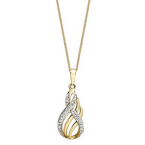 9ct Gold Two Colour Diamond Set Figure of 8 Pendant