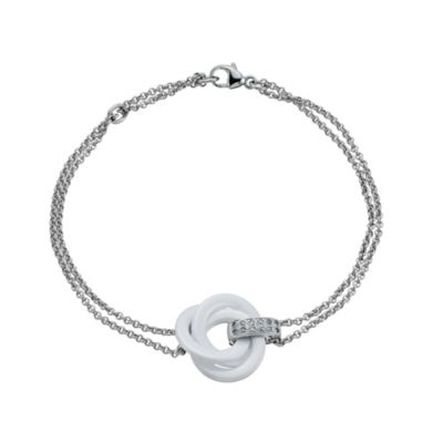Amanda Wakeley silver diamond & white ceramic knot bracelet - Product number 9330682