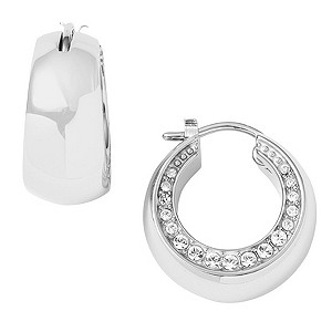 DKNY Ladies' Stainless Steel Stone Set Hoop Earrings