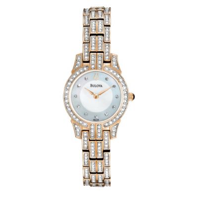 Bulova Ladies' Crystal Set Rose Gold Bracelet Watch - Product number 9332936