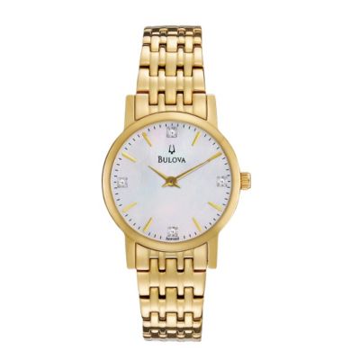 Bulova Ladies' Gold Plated Diamond Bracelet Watch