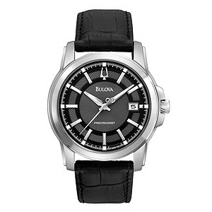 Bulova Men's Black Leather Strap Watch