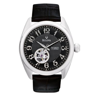 Bulova Men's Black Leather Strap Watch - Product number 9333061