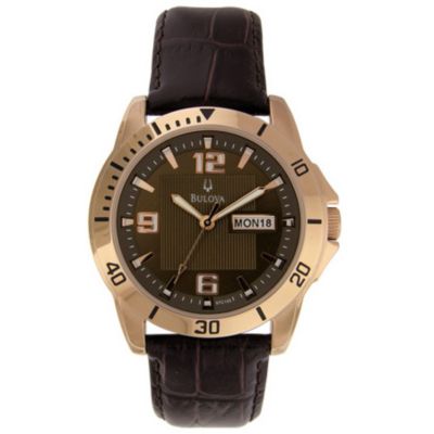 Bulova Men's Brown Leather Strap Watch