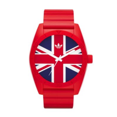 Adidas Men's Red Strap Union Jack Watch - Product number 9333274