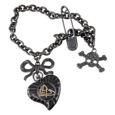 Vivienne Westwood black ion plated skull & heart charm watch - Product number 9336192