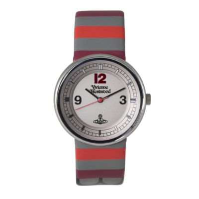 Vivienne Westwood ladies' grey & red stripe strap watch - Product number 9336230