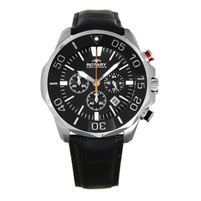 Rotary Aquaspeed Men's Black Leather Chronograph Watch