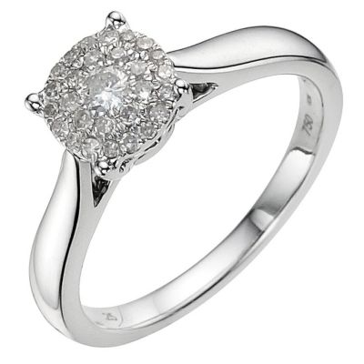 18ct white gold 1/2 carat diamond cluster ring - Product number 9337873