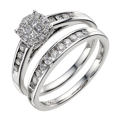 18ct white gold diamond 1/2 carat diamond bridal set - Product number 9338152