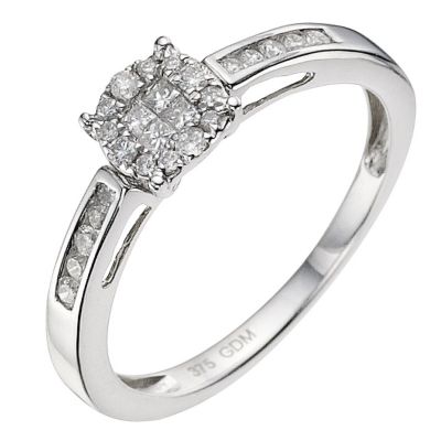 9ct white gold 1/2 carat diamond cluster ring - Product number 9338411