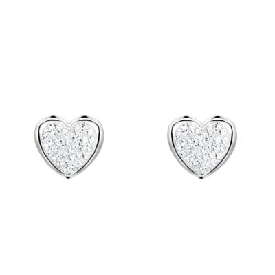 OSO Silver White Crystal Heart Stud Earrings - Product number 9340203