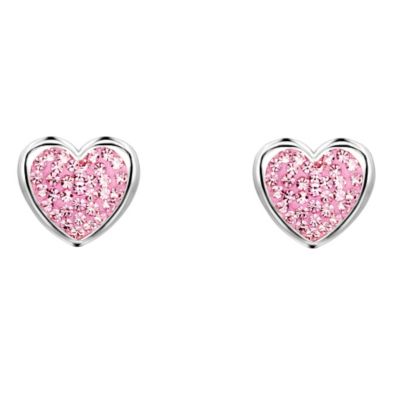 OSO Silver Pink Crystal Heart Stud Earrings - Product number 9340211