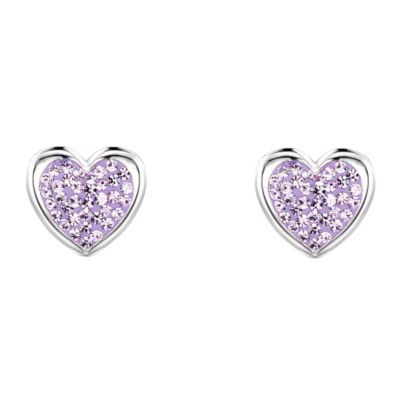 OSO Silver Lavender Crystal Heart Stud Earrings - Product number 9340238