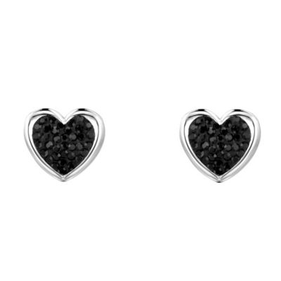 OSO Silver Black Crystal Heart Stud Earrings - Product number 9340246