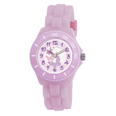 Tikkers Teach Lilac Butterfly Silicone Strap Watch - Product number 9343970
