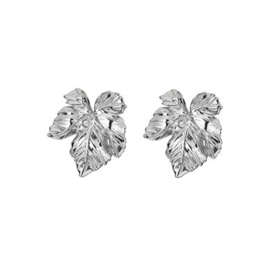 Hot Diamonds Silver & Diamond Leaf Stud Earrings