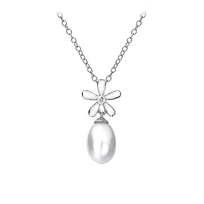 Hot Diamonds Silver Flower Diamond & Pearl Pendant