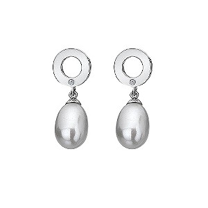 Hot Diamonds Silver Diamond & Pearl Drop Earrings