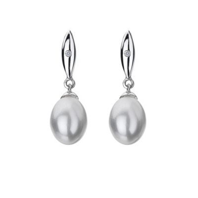 Hot Diamonds Silver Diamond & Pearl Drop Earrings