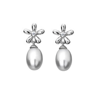 Hot Diamonds Silver Flower Diamond & Pearl Earrings