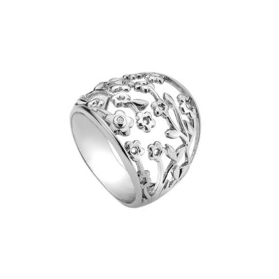 Hot Diamonds Silver & Diamond Flower Ring Size L