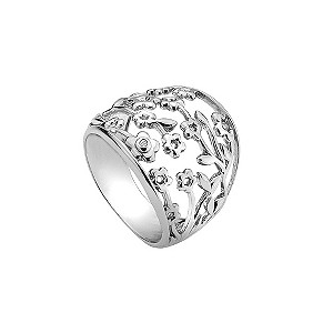 Hot Diamonds Silver & Diamond Flower Ring Size L