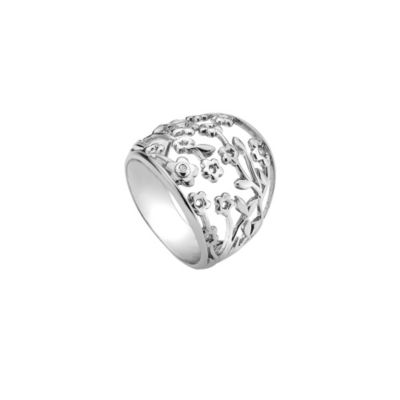 Hot Diamonds Silver & Diamond Flower Ring Size N