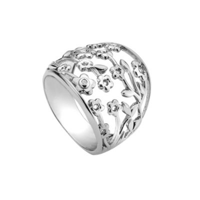 Hot Diamonds Silver & Diamond Flower Ring Size P