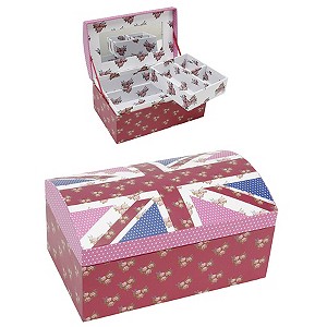 H Samuel Pink and Floral Union Jack Jewellery Box