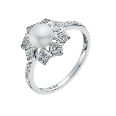 Sattva 18ct White Gold Diamond & Freshwater Pearl Ring - Product number 9359435