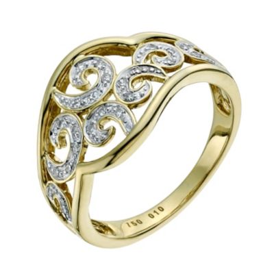 Sattva 18ct Yellow Gold Diamond Filigree Ring - Product number 9359567