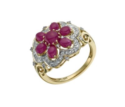 Sattva 18ct Yellow Gold Ruby & 1/4 Carat Diamond Ring - Product number 9360220