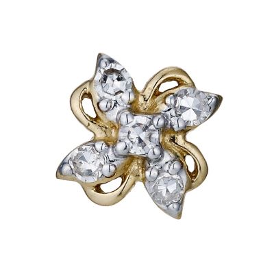 Sattva 18ct Yellow Gold & Diamond Flower Nose Stud - Product number 9360921