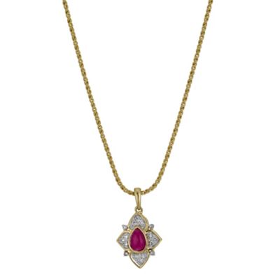 Sattva 18ct Yellow Gold Diamond & Ruby Pendant - Product number 9360972