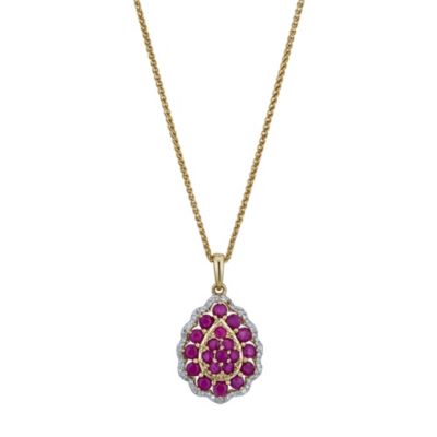 Sattva 18ct Yellow Gold Ruby & Diamond Pendant - Product number 9361022