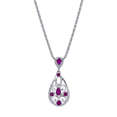 Sattva 18ct White Gold Ruby & Diamond Pendant - Product number 9361030