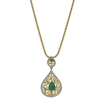 Sattva 18ct Yellow Gold Diamond & Emerald Pendant - Product number 9361103