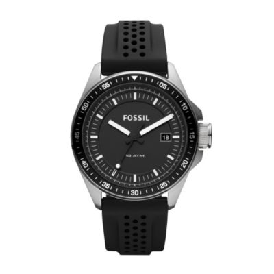 Fossil Men's Black Silicone Strap Watch - Product number 9363467