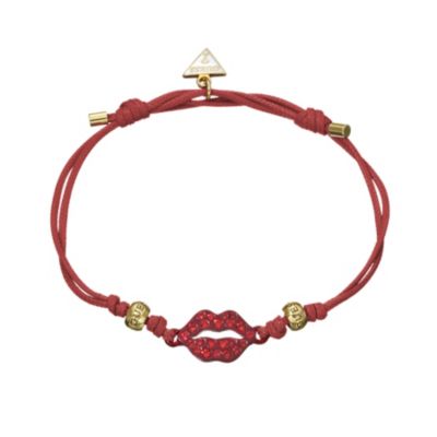 Guess Red Cord Red Crystal Lips Bracelet - Product number 9383603
